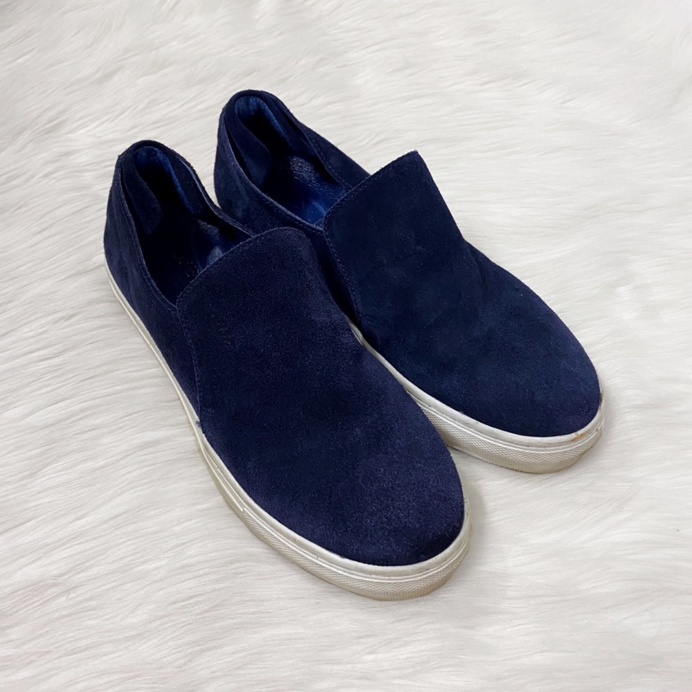 J/Slides Blue Leather Suede Slip On Sneakers Shoes